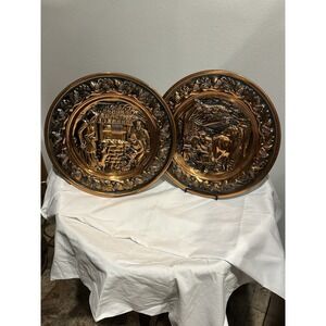 Set Of 2 Coppercraft Guild Copper Wall Hanging, Blacksmith Scenes , Taunton Mass